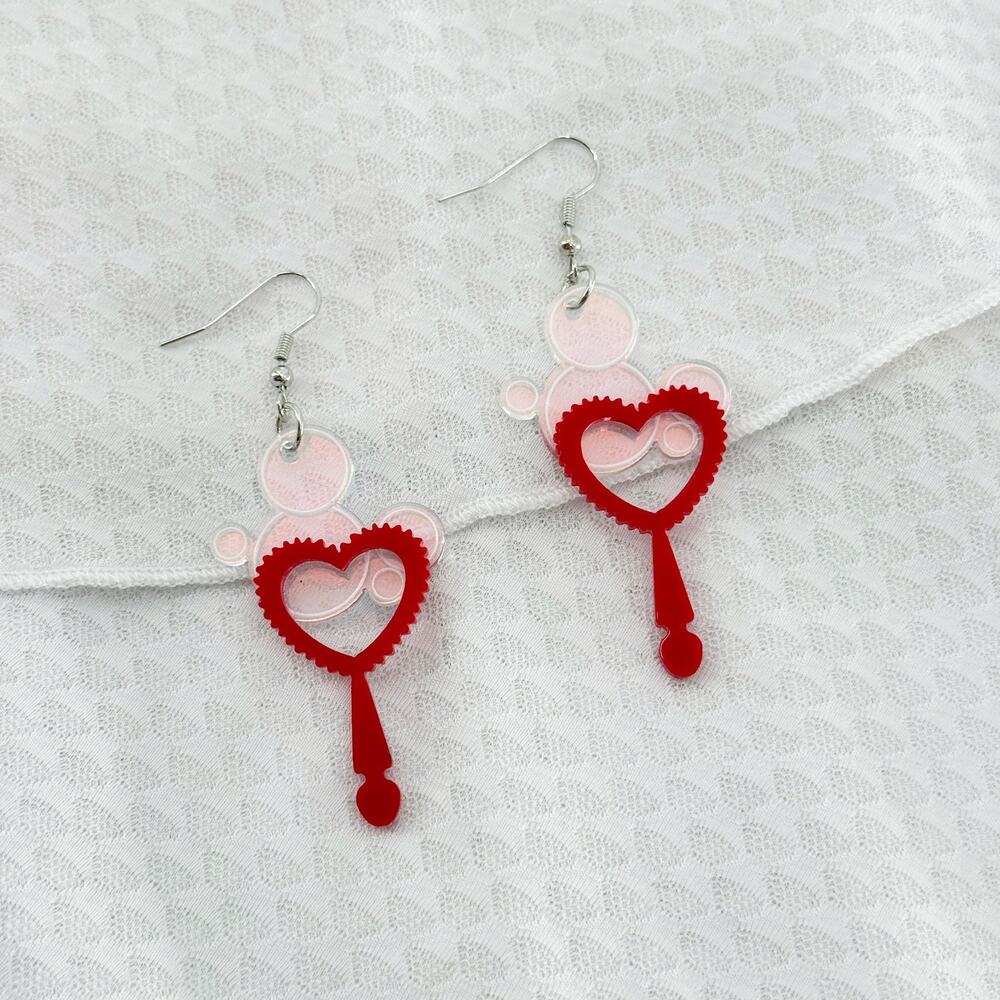 Bubble and Wand Earrings, Unique Earrings, Summer Earrings, Whimsical Earrings